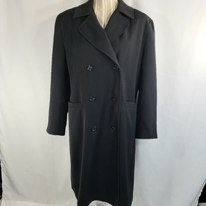 Gallery NWOT Black Martingale Belt Pea Coat Has Pockets Size Large